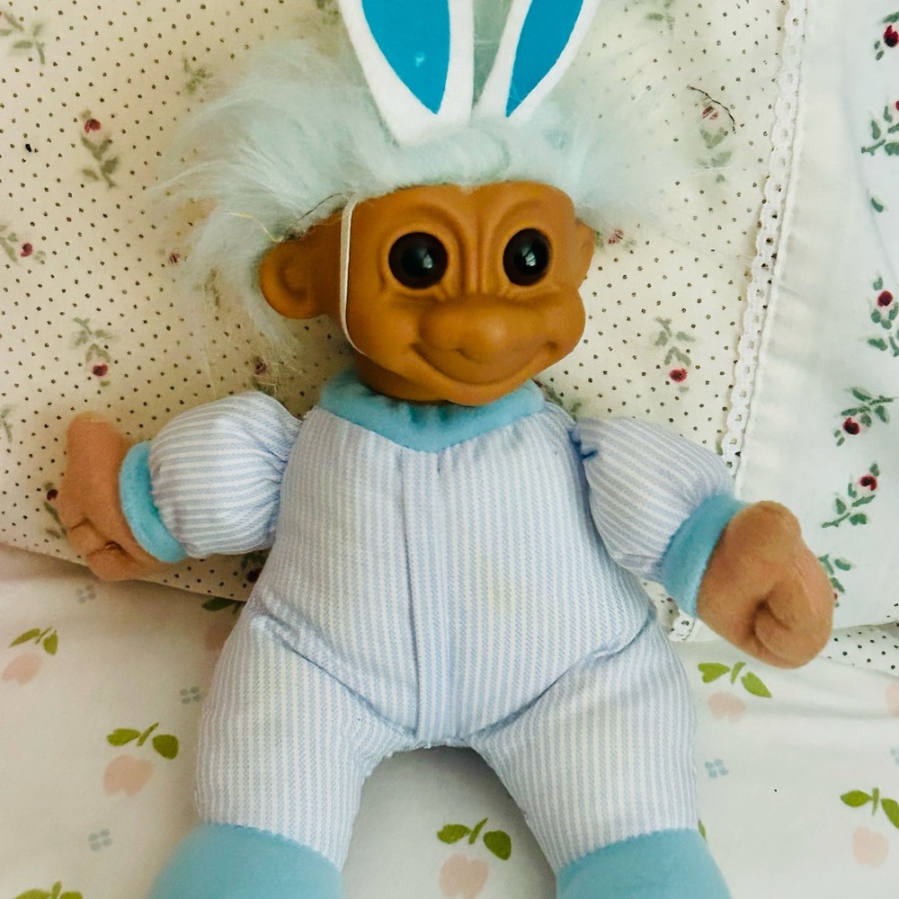 Russ Troll Blue and White Bunny Ears